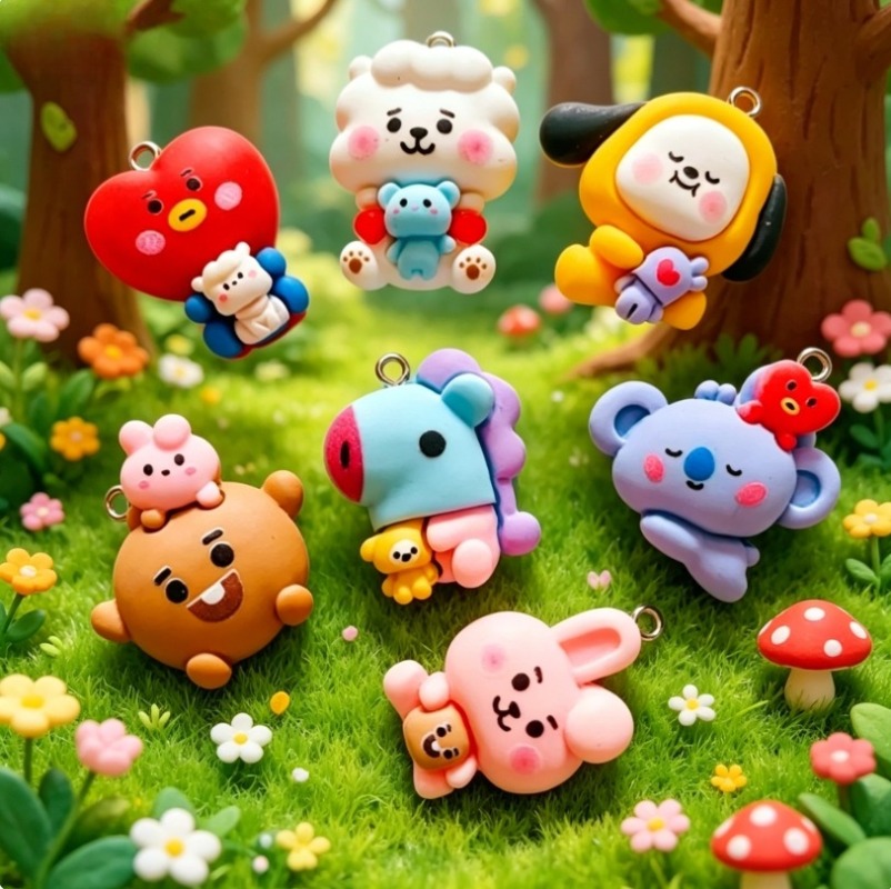 7pcs BT21 Resin Cartoon Charm  - огляд і ціна Phone Accessories Jewelry