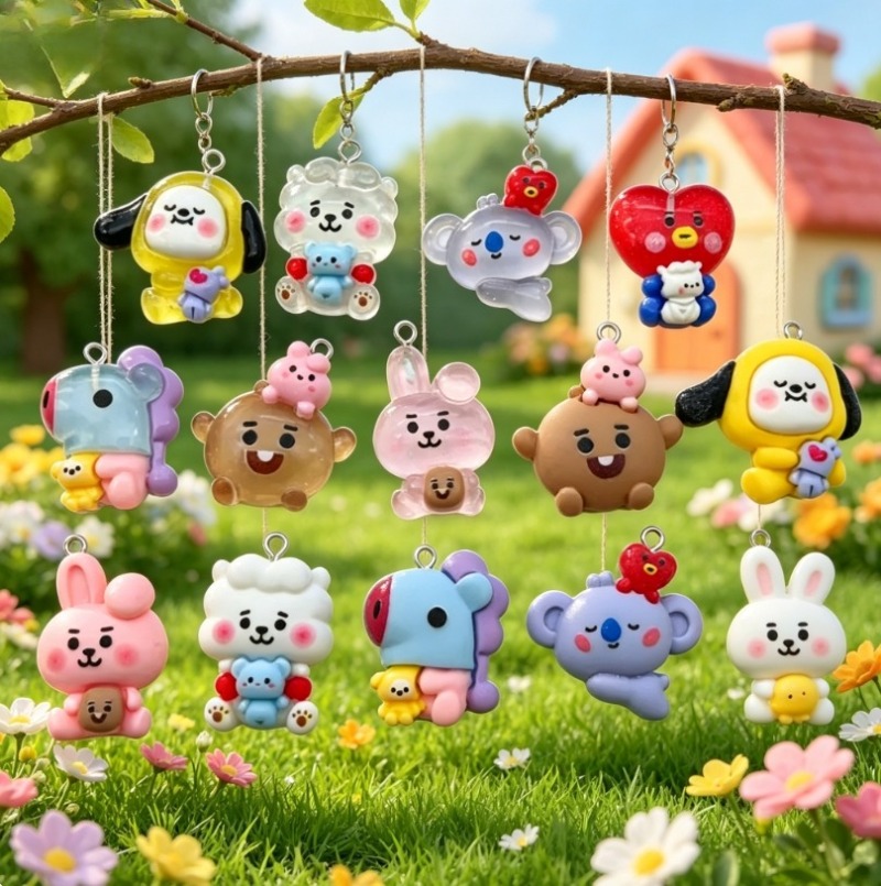7pcs BT21 Resin Cartoon Charm  - огляд і ціна Phone Accessories Jewelry